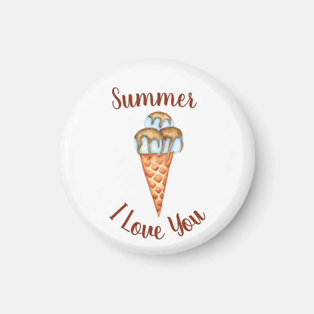 Imã Romântico Eu Amo Você Sorvete Aniversário (Frente)