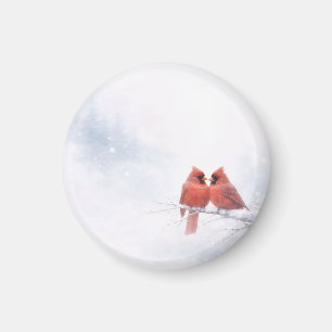 Imã Românticos Cardinals Vermelhos Aquarela de Inverno
