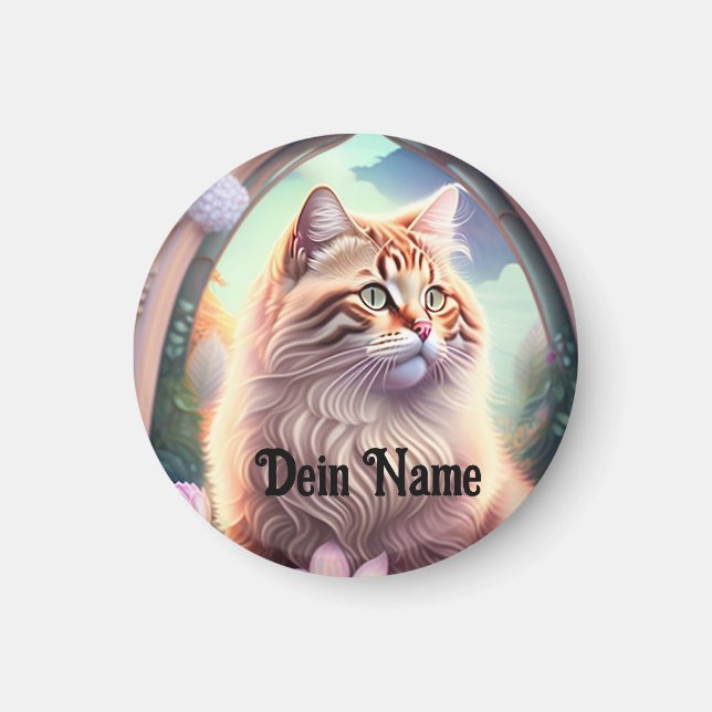 Imã Romantik Katze mit Blumen (Frente)