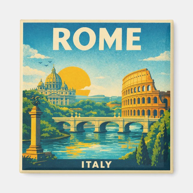 Imã Rome Vintage Travel Poster Magnet (Frente)