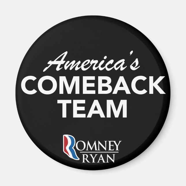 Imã Romney Ryan America's Comeback Team Round (Negro) (Frente)