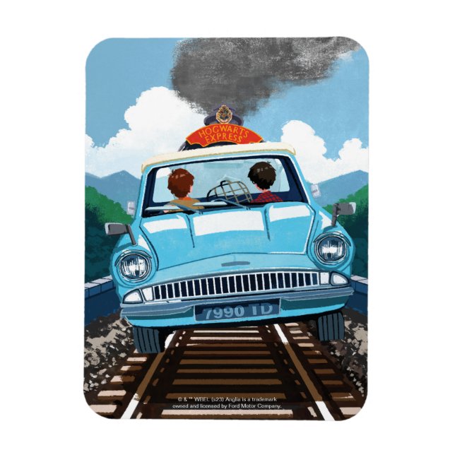 Ímã Ron & HARRY POTTER™ em carro voador para HOGWARTS™ (Vertical)