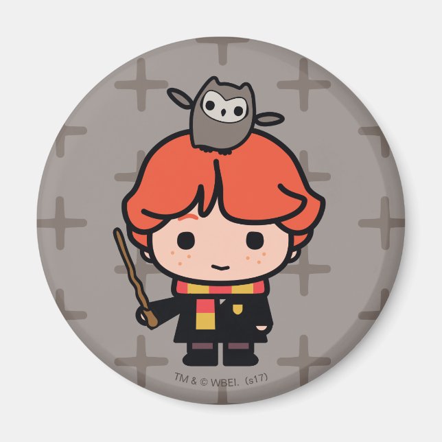 Imã Ron Weasley e Pigwidgeon em desenho animado (Frente)