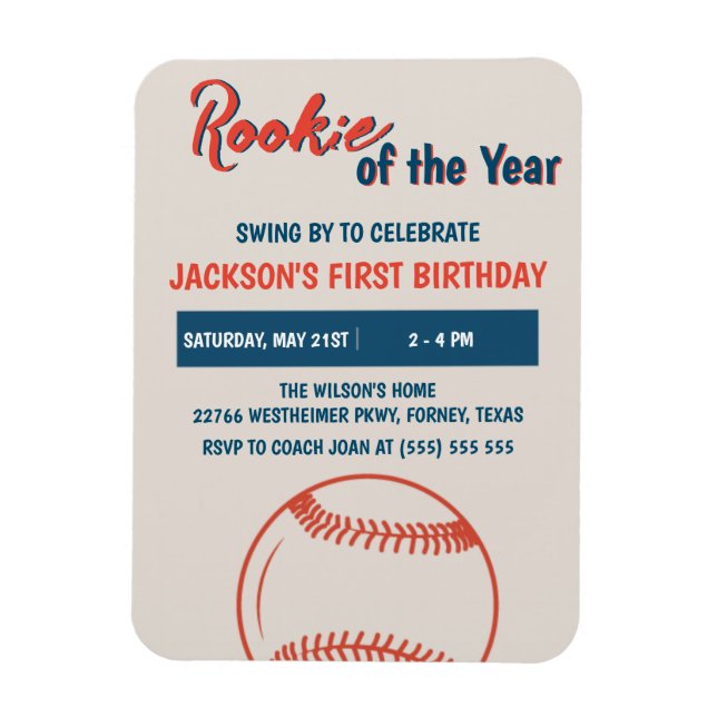 Ímã Rookie da Festa de aniversário de Beisebol do Ano (Vertical)