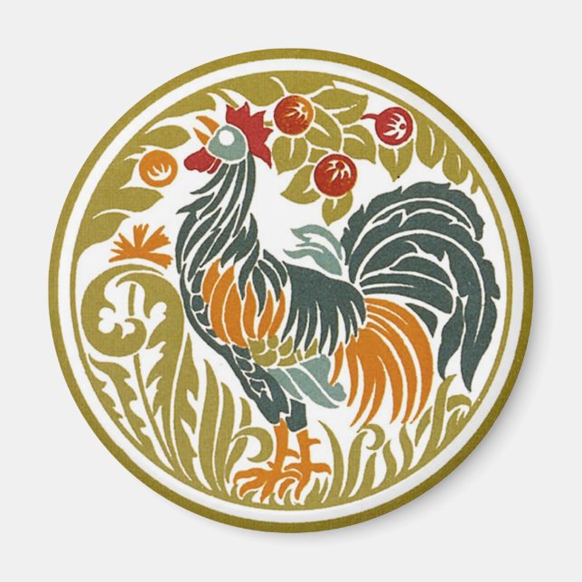 Imã Rooster de Vintage Round - Magnet (Frente)
