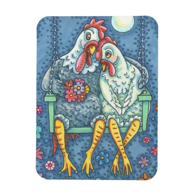 ÍMÃ ROOSTER & HEN AMADORES, RETALHO DE MAGNET DE FRANG (Vertical)