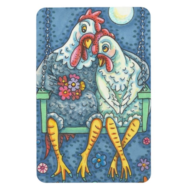Ímã ROOSTER & HEN LOVERS, CHICKEN MAGNET Large (Vertical)