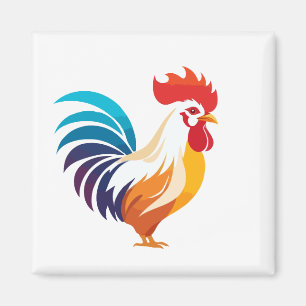 Imã Rooster Vetor Arte Animal Moderna Gráfico Urbano