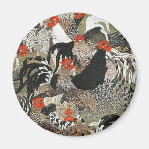 Imã Roosters Hen Ilustração de Ito Jakuchu