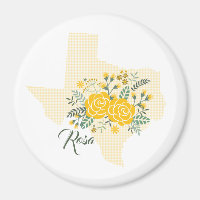 Rosa Amarela do Texas - Estado de Gingham com Rosa