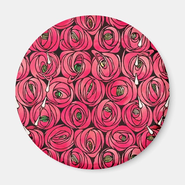 Imã Rosa Art Nouveau Rennie Macintosh Graphic (Frente)