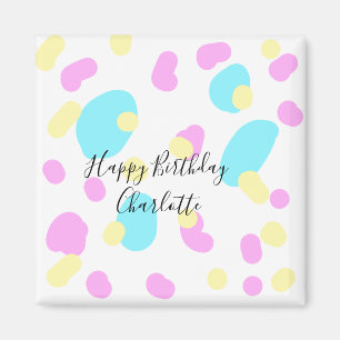 Imã Rosa azul amarelofeliz aniversário formas abstrata