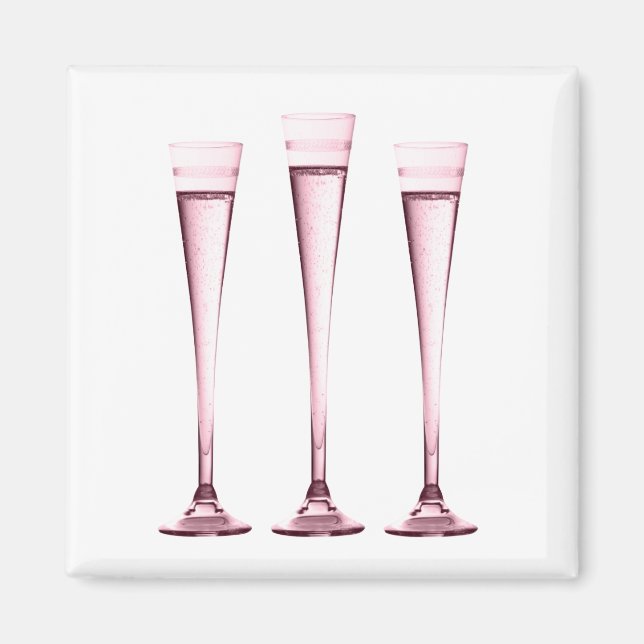 Imã Rosa Champagne Flutes Magnet (Frente)