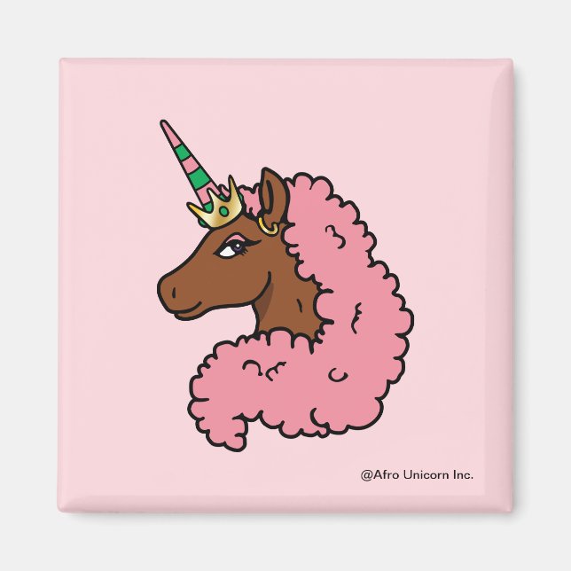 Imã Rosa claro Afro Unicorn (Frente)