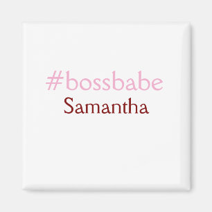 Imã Rosa claro de hashtag Bossbabe adiciona nome e che