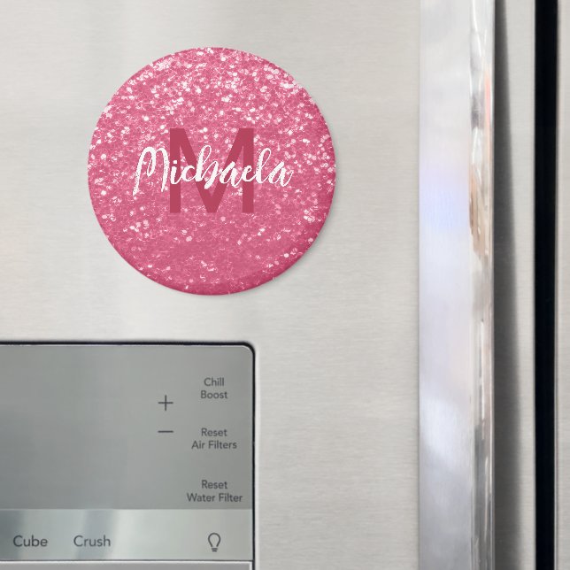 Imã Rosa claro vermelho rosa falso brilho glitter Mono (In Situ (Fridge))