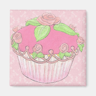 Imã Rosa Cupcake Stand Magnet