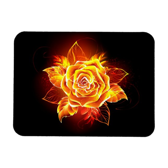 Ímã Rosa de Fogo em Flor (Horizontal)