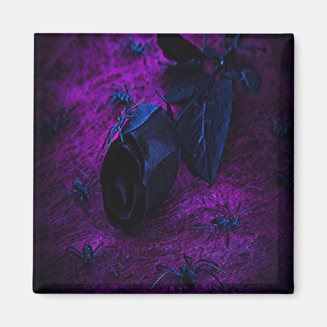 Imã Rosa de Material Negro Spooky, Aranhas Negras (Frente)