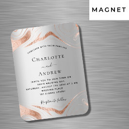 Ímã Rosa de ouro de prata convite para o casamento