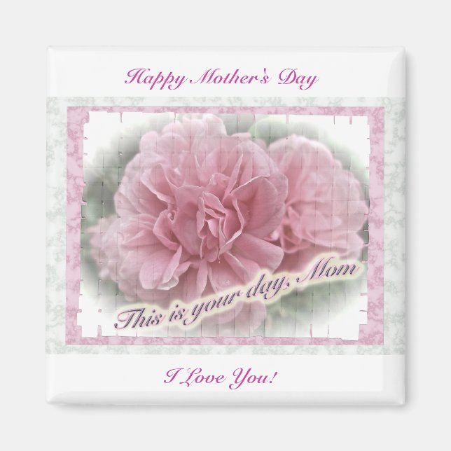 Imã Rosa de Subida Rosa-dia de as mães Brilhante  (Frente)