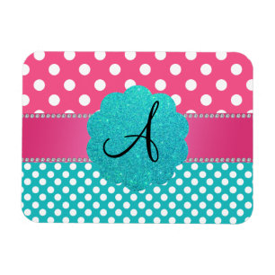 Ímã Rosa dos diamantes das bolinhas do monograma