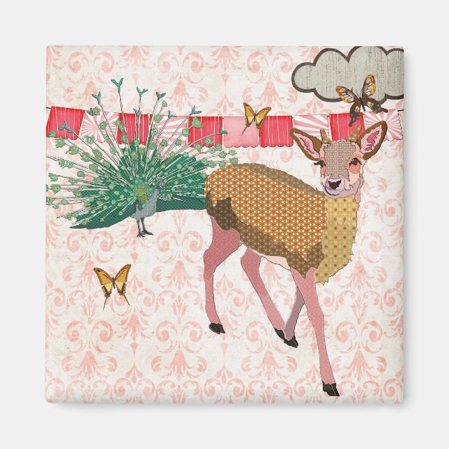 Imã Rosa Dourado e magneta cor-de-rosa pavão (Frente)
