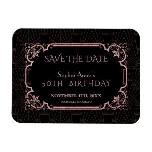 Ímã Rosa Dourado Grande Gatsby Aniversário Salvar A Da