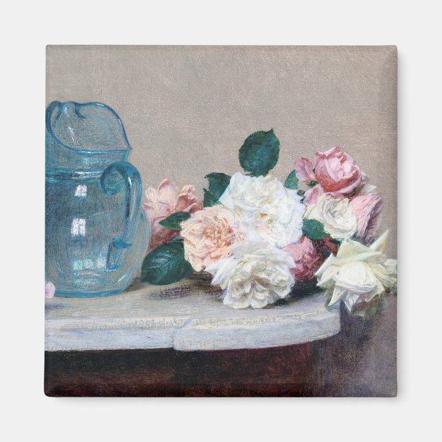 Imã Rosa e Glass Jug, Henri Fantin-Latour (Frente)