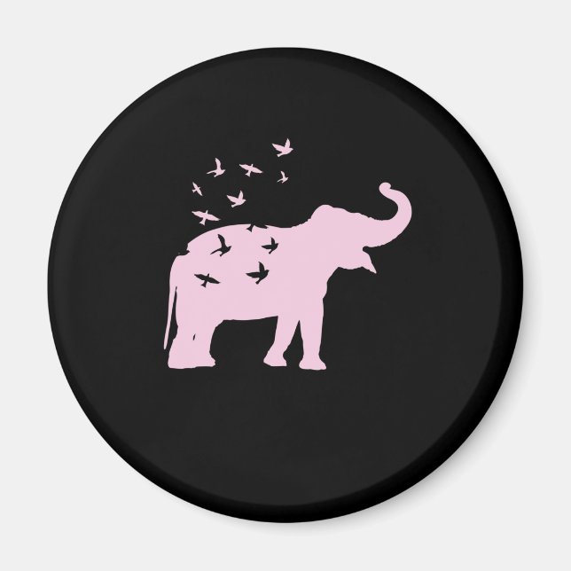 Imã rosa Elefant mit Vögel (Frente)