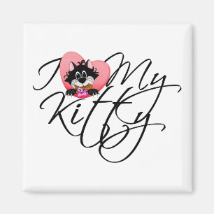Imã Rosa eu amo meus camiseta e presentes do gatinho