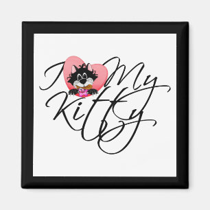 Imã Rosa eu amo meus camiseta e presentes do gatinho