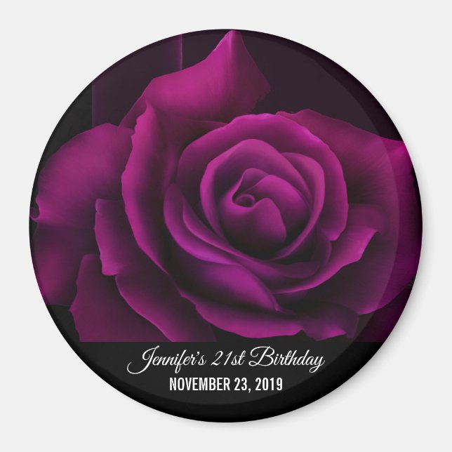 Imã Rosa Flor de Partido Data Roxa-Vermelho Gótico (Frente)