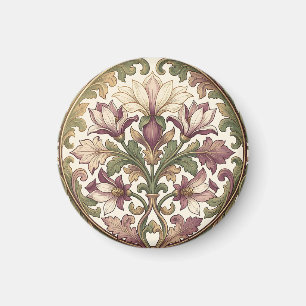 Imã Rosa Floral Ornata Creme Roxo Vitoriano