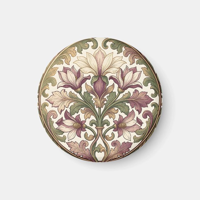Imã Rosa Floral Ornata Creme Roxo Vitoriano  (Frente)