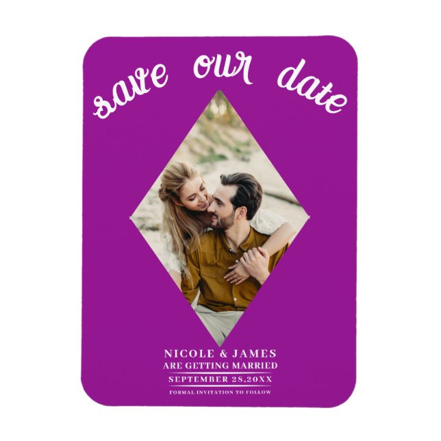 Ímã Rosa Fúcsia Foto Casamento Save the Date (Vertical)