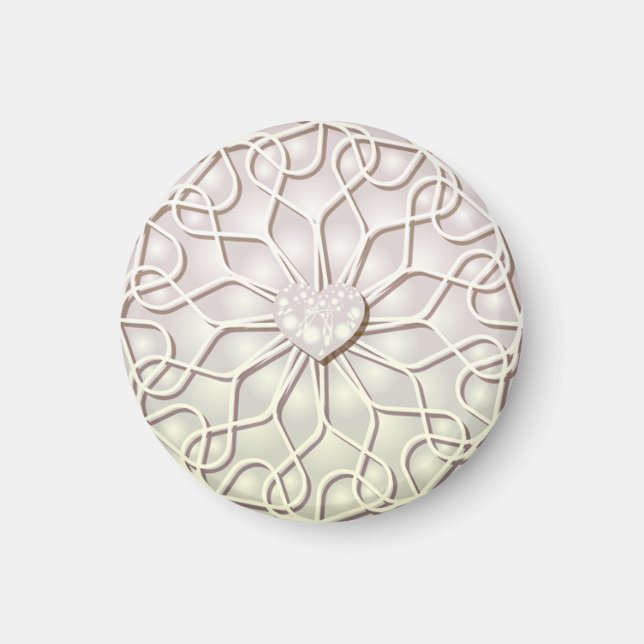 Imã Rosa Geométrico Dourado Padrão de Coração de AMOR (Frente)