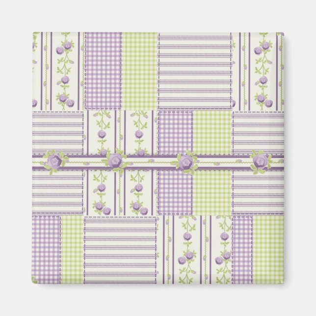 Imã Rosa Lilac Quilt Magnet (Frente)