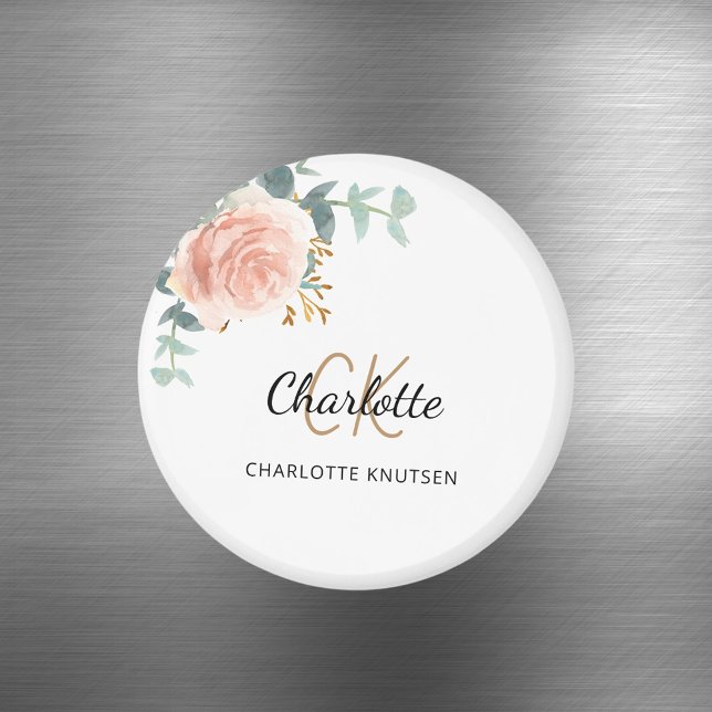 Imã Rosa ouro rosa floral eucalipto obrigado (Criador carregado)