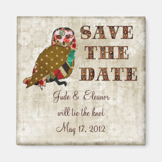 Imã Rosa Owl Salve a data White Floral Vintage Magnet
