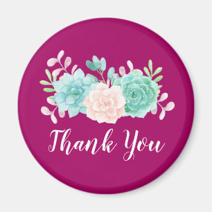 Imã Rosa Pastel & buquê floral verde na parte traseir