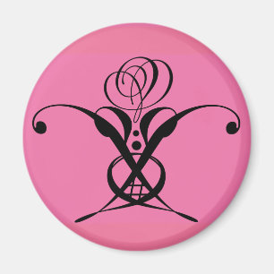 Imã Rosa preto de arte rosa Deco