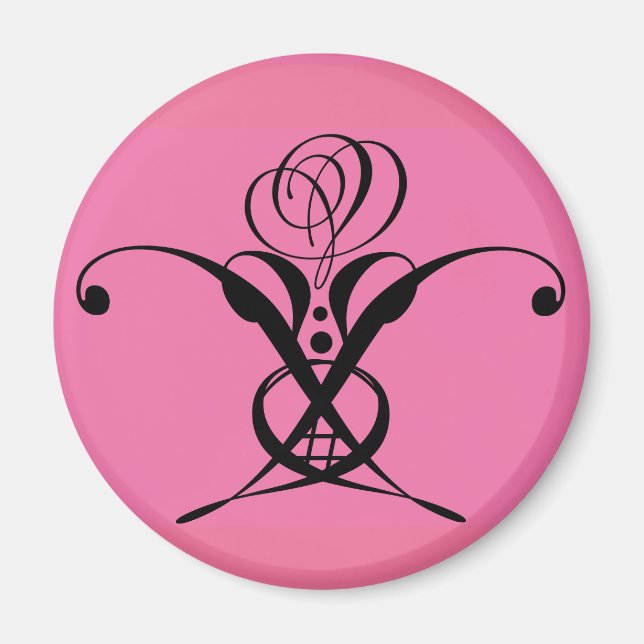 Imã Rosa preto de arte rosa Deco (Frente)