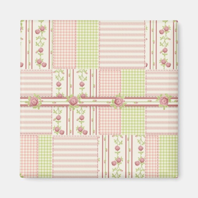 Imã Rosa Quilt Magnet vitoriano (Frente)