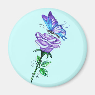Imã Rosa roxo com borboleta