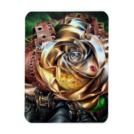 Ímã Rosa Steampunk com Face Surreal - Flor Mecânico