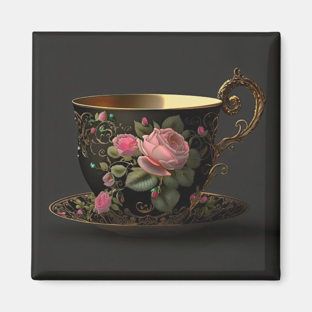 Imã Rosa Teacup (Frente)
