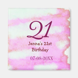 Imã Rosa verde pastel simples nome data 21º aniversári