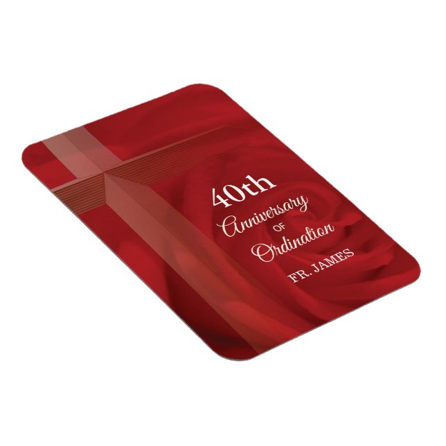 Ímã Rosa vermelha de Ordenação de Aniversário do Padre (Lado Direito)