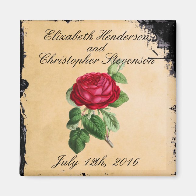 Imã Rosa vermelha de vindima num pano de fundo de cour (Frente)